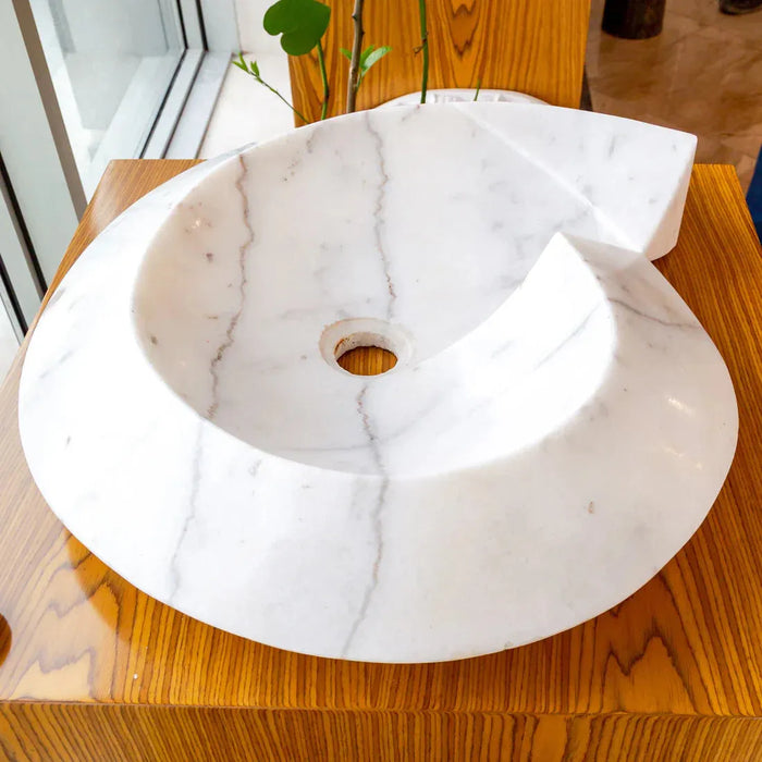 Carrara Marble Helix Shape Stone Above Vanity Bathroom Sink Polished (W)20" (L)23" (H)4"