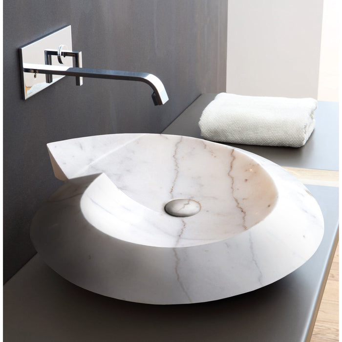 Carrara Marble Helix Shape Stone Above Vanity Bathroom Sink Polished (W)20" (L)23" (H)4"