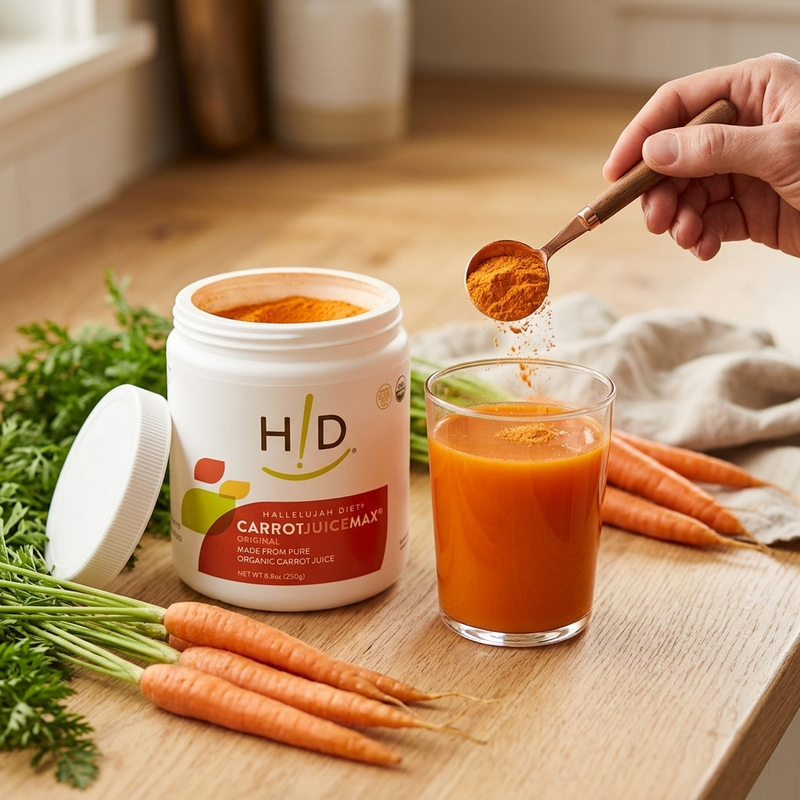 Hallelujah Diet CarrotJuiceMax - Organic Carrot Juice Powder Dehydrated Juice Powder Wheat
