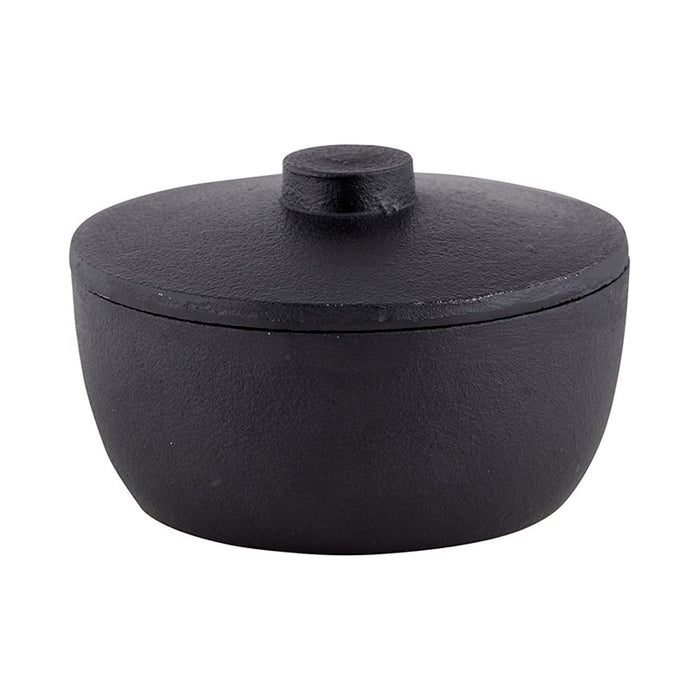 The Bullish Store - Cast Iron Pot With Lid In Black | Rustic Round Bowl | 4.5" X 3"