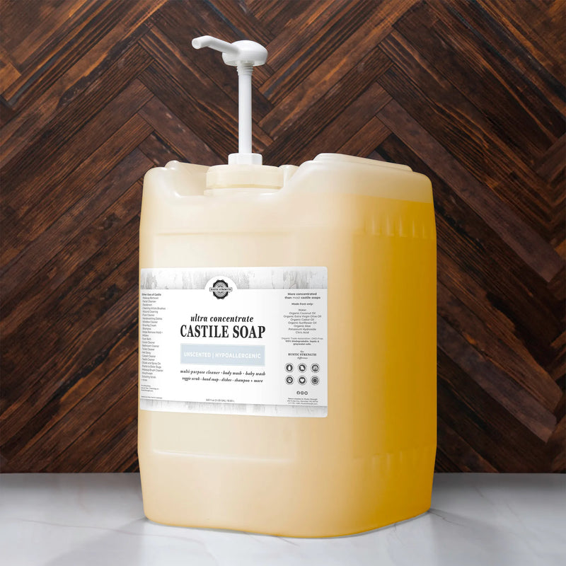 Rustic Strength Castile Soap - Ultra Concentrate | Unscented Multi-Purpose Cleaner Dark Slate Gray 5 Gallon Eco Jug with Pump