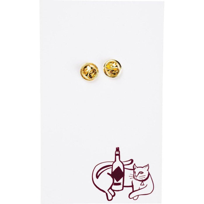 The Bullish Store - Cats And Wine Make Everything Fine Enamel Pin In Purplish Red And Gold