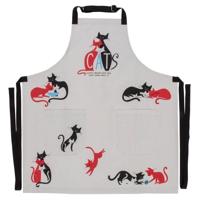 The Bullish Store - Cats. Slightly Obsessed With Them Funny Cooking And Bbq Apron Unisex 2 Pockets Adjustable Strap 100% Cotton