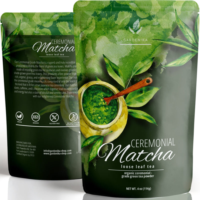 Gardenika Shop Ceremonial Matcha Green Tea Powder, Authentic Japanese - Premium First Harvest - Energy & Focus - Antioxidant Rich - Organic & Kosher Tea & Infusions