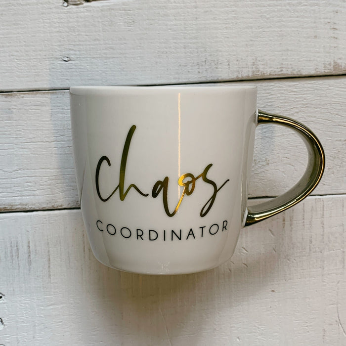 The Bullish Store - Chaos Coordinator Mug | Mothers Day Gift | Gold Handle Stoneware Coffee Tea Mug