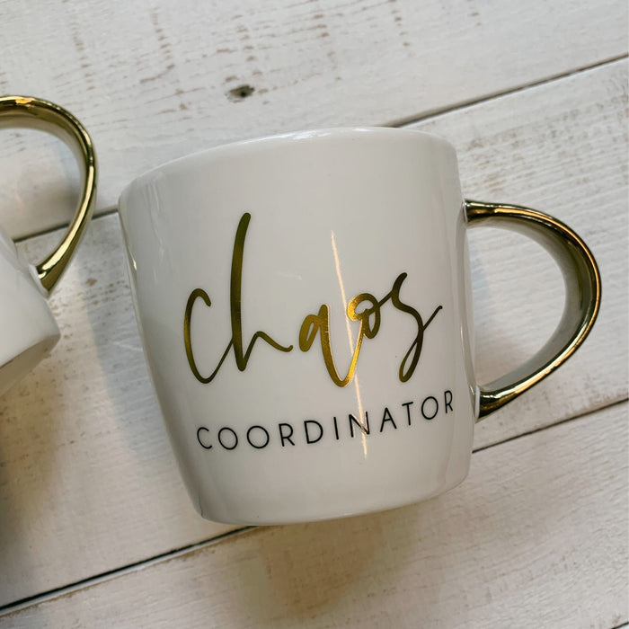 The Bullish Store - Chaos Coordinator Mug | Mothers Day Gift | Gold Handle Stoneware Coffee Tea Mug