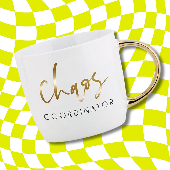 The Bullish Store - Chaos Coordinator Mug | Mothers Day Gift | Gold Handle Stoneware Coffee Tea Mug