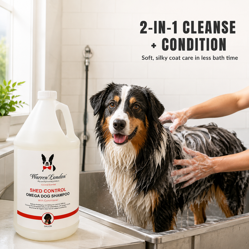 Warren London Shed Control Shampoo for Dogs - Professional Size Dog Shampoo White Smoke