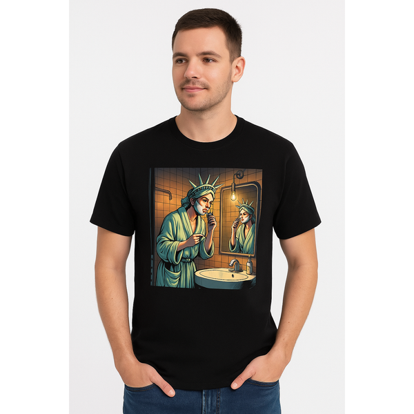 Pasteur Pharmacy Pasteur Statue of Liberty Shaving – Graphic Black T-Shirt t-shirt