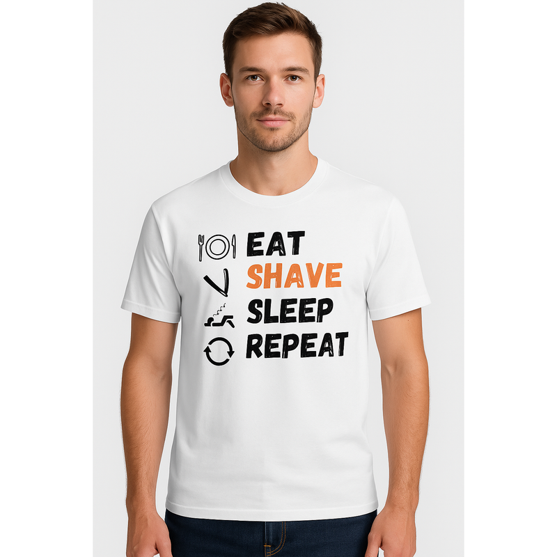 Pasteur Pharmacy Pasteur Eat Shave Sleep Repeat – White Graphic T-Shirt t-shirt