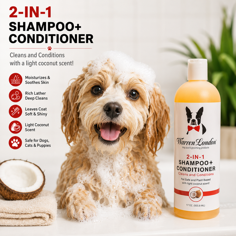 Warren London 2-in-1 Shampoo + Conditioner - Coconut Scented - Professional Size Grooming Size Product Lavender