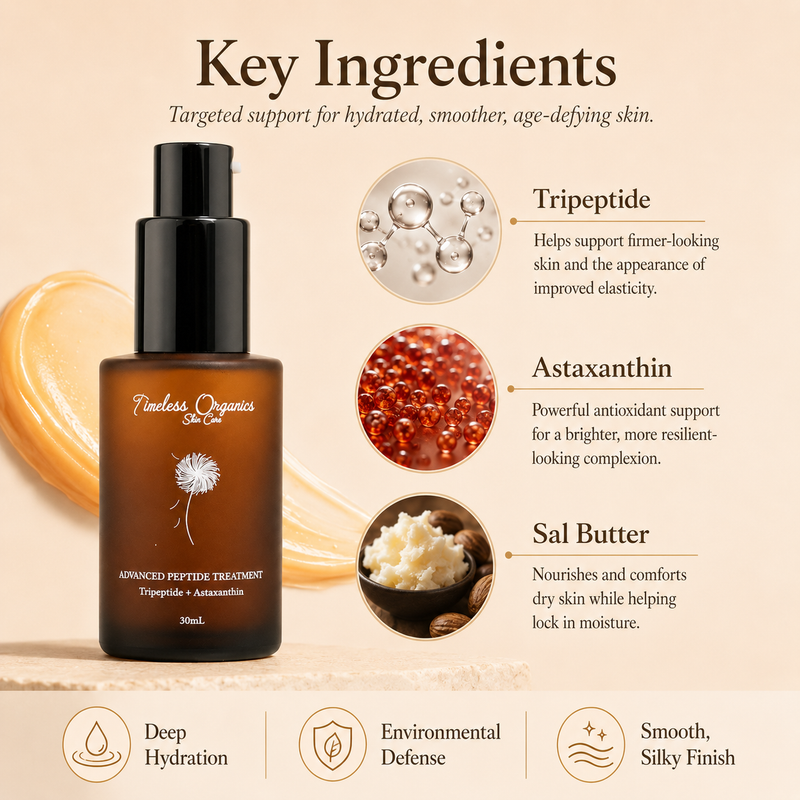 Timeless Organics Skin Care Advanced Peptide Treatment Serum Antique White