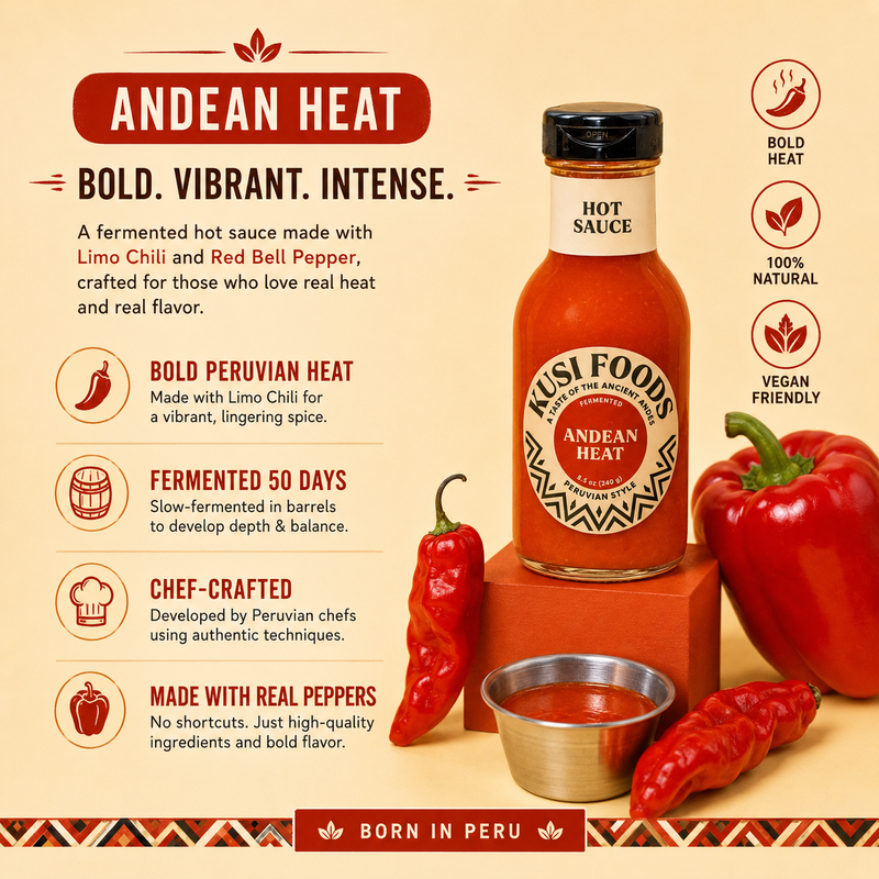 Kusi Foods Andean Heat Hot Sauce Wheat