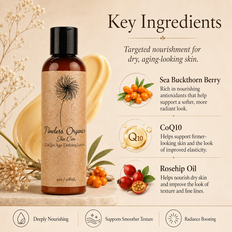 Timeless Organics Skin Care CoQ10 Age Defying Lotion Lotion Antique White