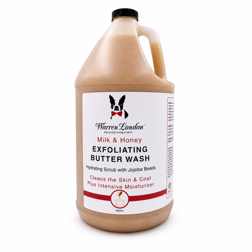 Warren London Exfoliating Butter Wash Dog Shampoo Gallons - With Natural Jojoba Beads Spa Product