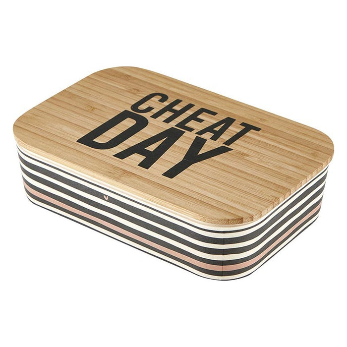 The Bullish Store - Cheat Day Bamboo Lunch Box | Bento Style Food Container | 7.5" X 5"