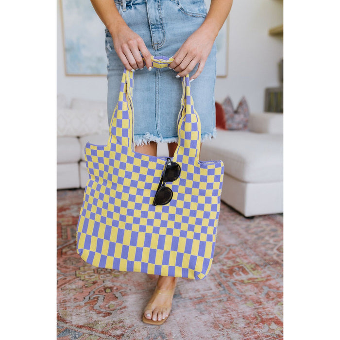 Checkerboard Lazy Wind Big Bag in Lilac & Yellow