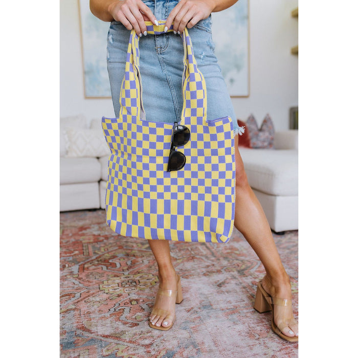 Checkerboard Lazy Wind Big Bag in Lilac & Yellow