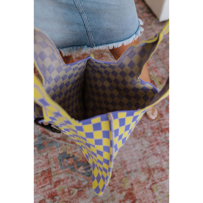 Checkerboard Lazy Wind Big Bag in Lilac & Yellow