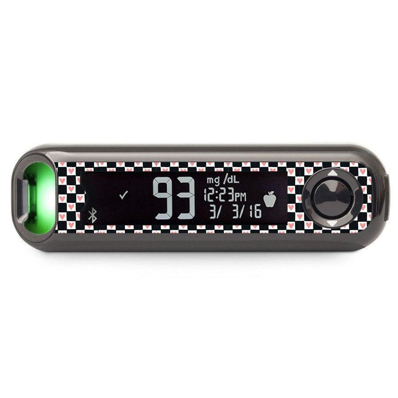 Peelz Checkered Hearts Bayer Contour© Next One Glucometer Peelz/Stickers