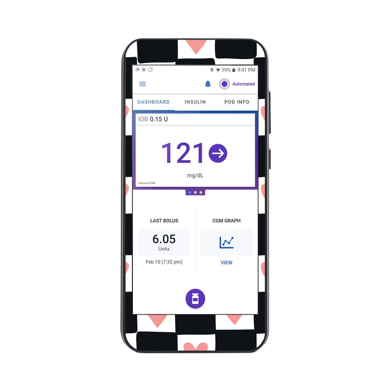 Peelz Checkered Hearts Sticker for Omnipod® 5 Controller – Pump Peelz Peelz/Stickers