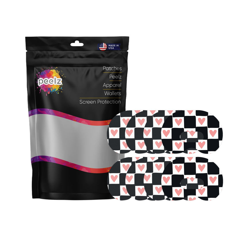 Peelz Checkered Hearts Medtronic Guardian Connect Patch Tape - Pump Peelz Patch Medical Tape
