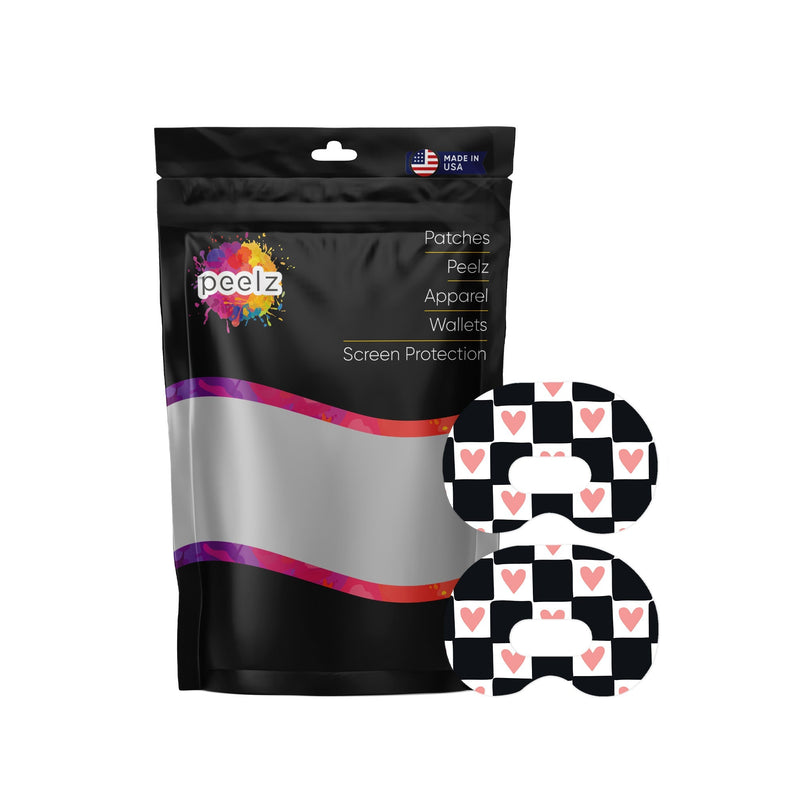 Peelz Checkered Hearts Medtronic Guardian Connect Patch Tape - Pump Peelz Patch Medical Tape