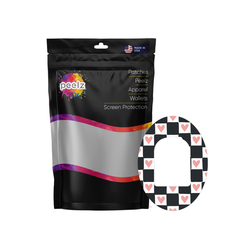 Peelz Checkered Hearts Pod Patch Tape - Pump Peelz Patch Medical Tape