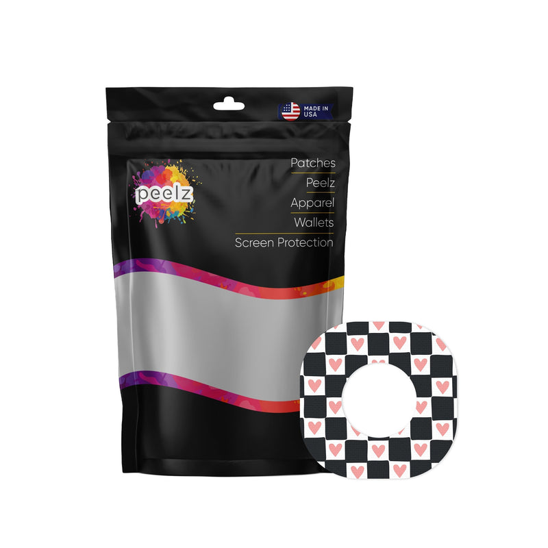 Peelz Checkered Hearts Dexcom G7 and Stelo Patch Tape - Pump Peelz Patch Medical Tape