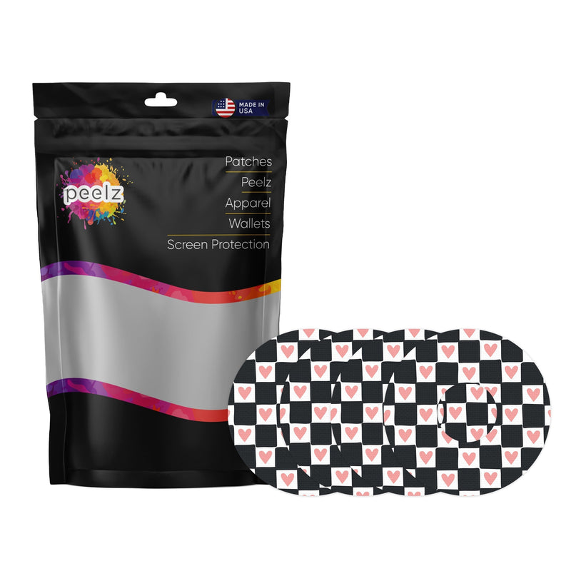 Peelz Checkered Hearts Patch Tape Designed for the FreeStyle Libre 3 Plus & Lingo Patch Medical Tape