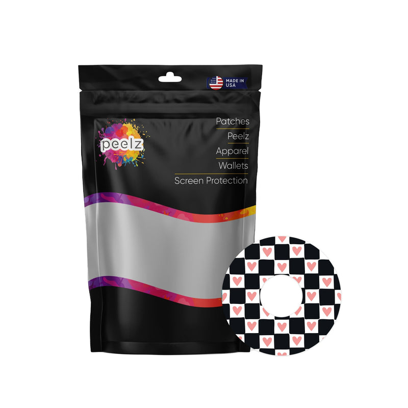 Peelz Checkered Hearts Patch Tape Designed for the FreeStyle Libre 3 Plus & Lingo Patch Medical Tape