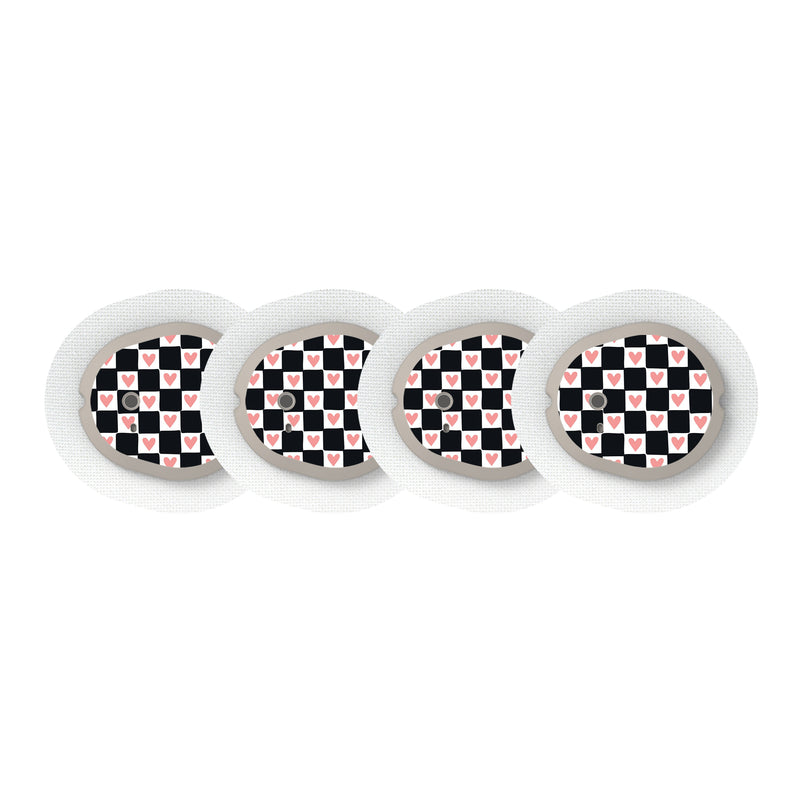 Peelz Checkered Hearts Sticker Designed for the DEXCOM G7 and Stelo Transmitter Peelz/Stickers