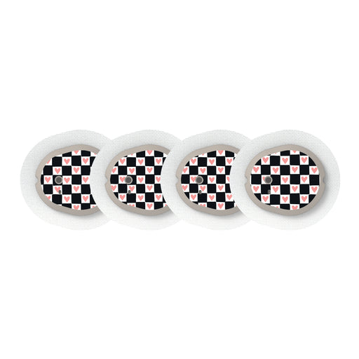 Peelz Checkered Hearts Sticker Designed for the DEXCOM G7 and Stelo Transmitter Peelz/Stickers