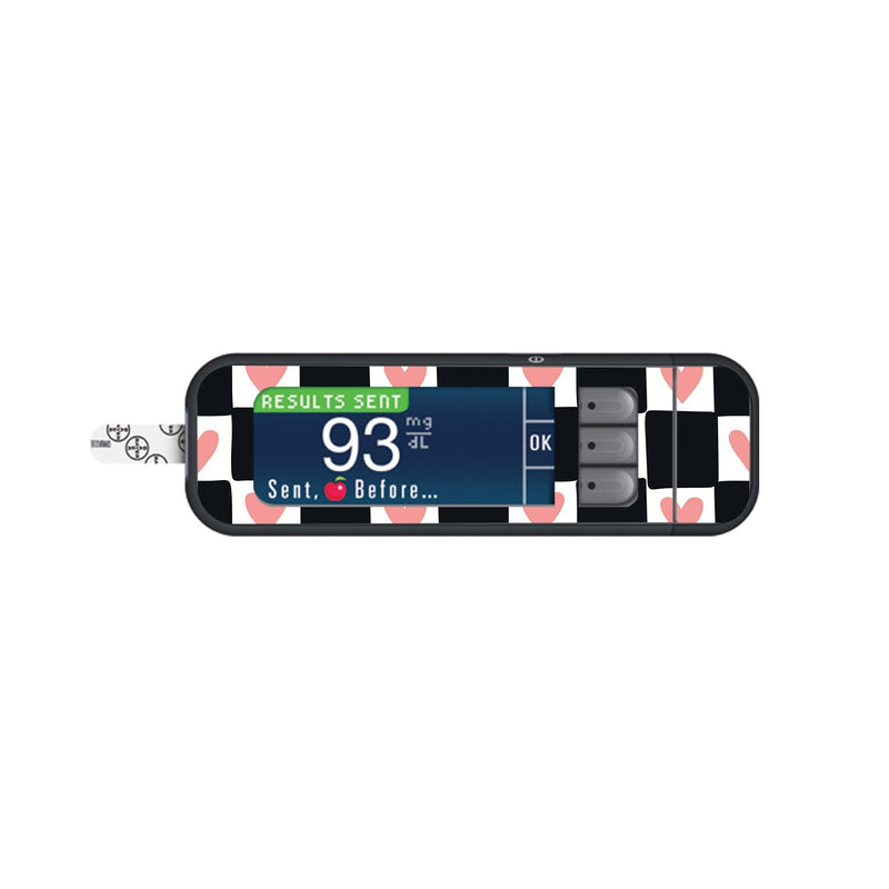 Peelz Checkered Hearts Sticker for Bayer Contour Next Glucometer Peelz/Stickers