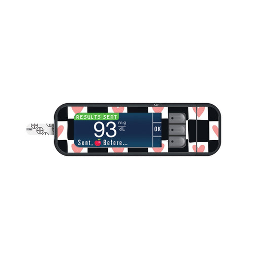 Peelz Checkered Hearts Sticker for Bayer Contour Next Glucometer Peelz/Stickers