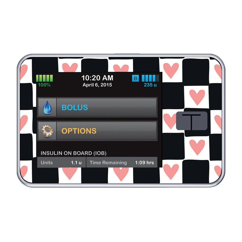 Peelz Checkered Hearts Sticker for Tandem t:slim Peelz/Stickers