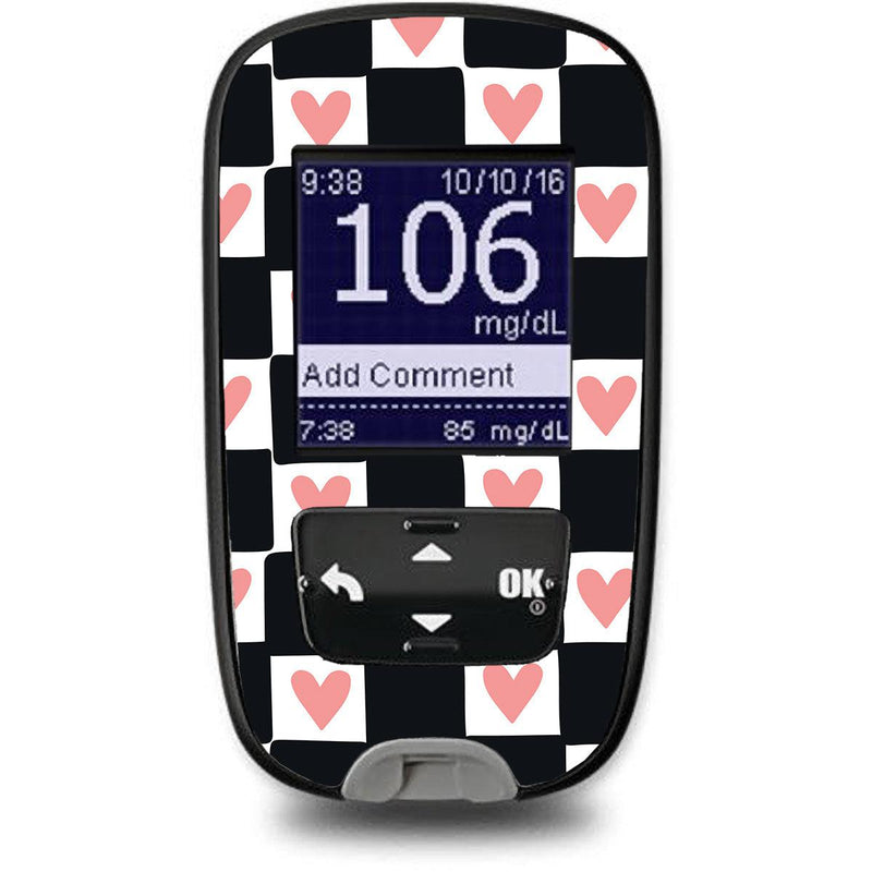 Peelz Checkered Hearts Sticker for the Accu-Chek Guide Glucometer Peelz/Stickers