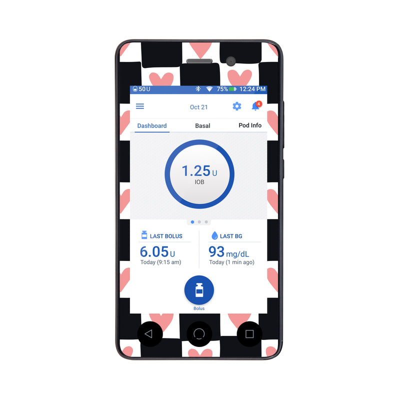 Peelz Checkered Hearts Sticker for Omnipod DASH® PDM – Pump Peelz Peelz/Stickers