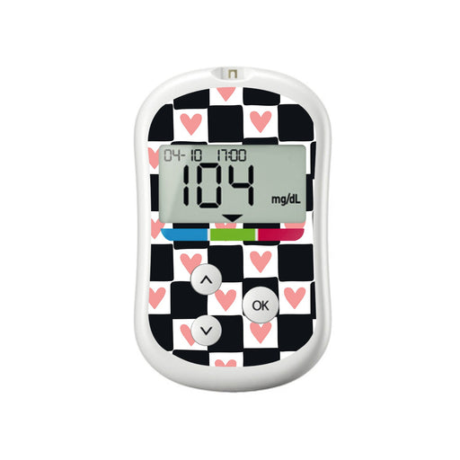Peelz Checkered Hearts for OneTouch Verio Flex Glucometer Peelz/Stickers