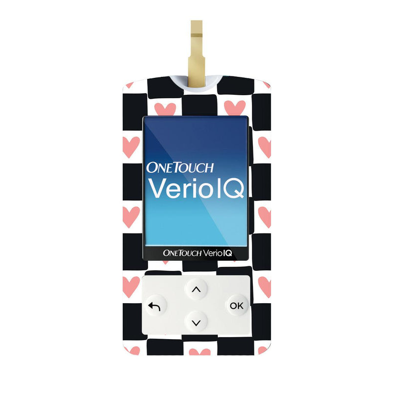 Peelz Checkered Hearts for OneTouch Verio IQ Glucometer Peelz/Stickers