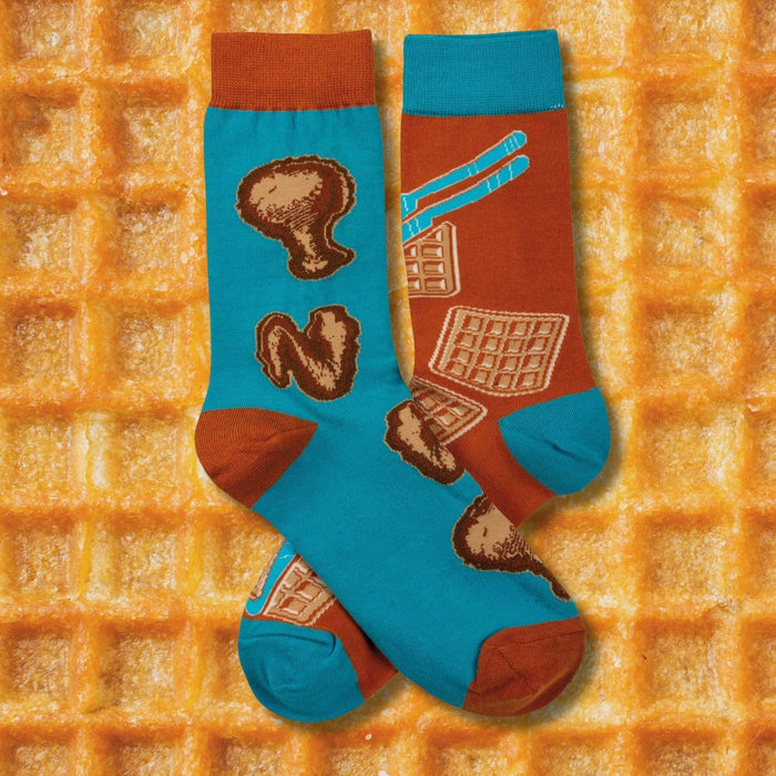 The Bullish Store - Chicken And Waffles Socks 🐔🧇 | Mismatched Unisex Cotton Socks