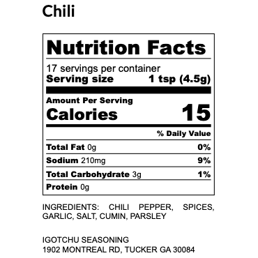Igotchu Seasonings Igotchu Chili Seasoning Seasonings & Spices