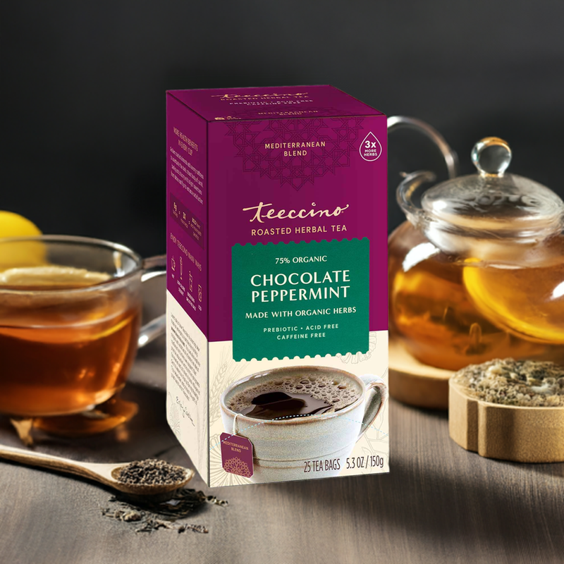 Teeccino Chocolate Peppermint Roasted Herbal Tea Herbal Tea