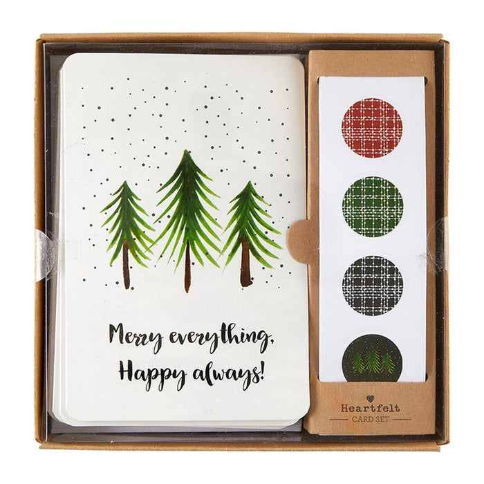 Christmas Card Set with Sticker Seals | Merry Everything Happy Always | Blank Inside Holiday Cards Set of 12