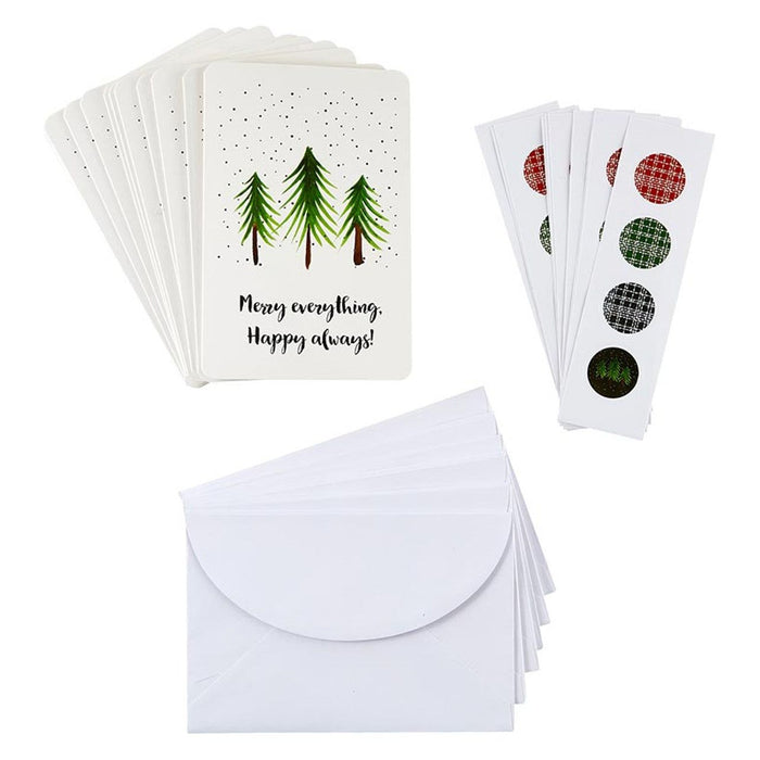 Christmas Card Set with Sticker Seals | Merry Everything Happy Always | Blank Inside Holiday Cards Set of 12