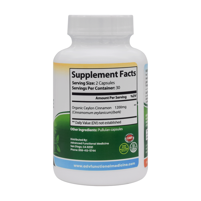 Advanced Functional Medicine Supplements Cinna-Pure (therapeutic organic ceylon cinnamon designed for blood sugar and cholesterol support)