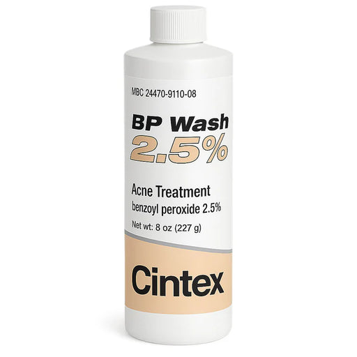 Cintex Benzoyl Peroxide 2.5% Acne Treatment Wash, 8 oz (227g) Liquid Skin Care