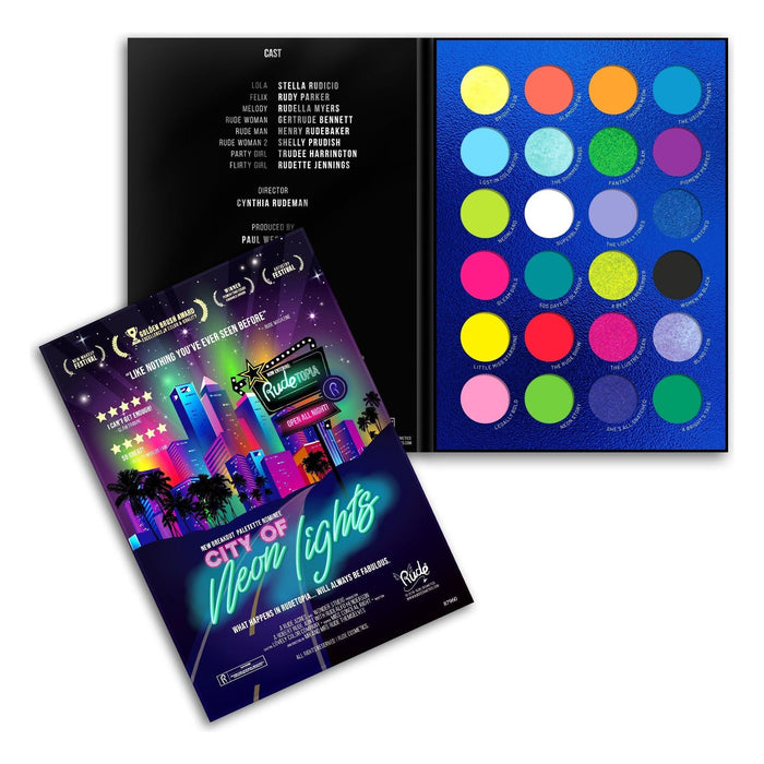 Rude Cosmetics - Rude Cosmetics - City of Neon Lights 24 Vibrant Pigment & Eyeshadow Palette Display Set, 24pcs