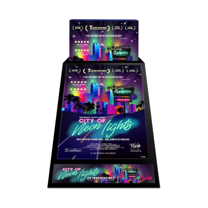 Rude Cosmetics - Rude Cosmetics - City of Neon Lights 24 Vibrant Pigment & Eyeshadow Palette Display Set, 24pcs