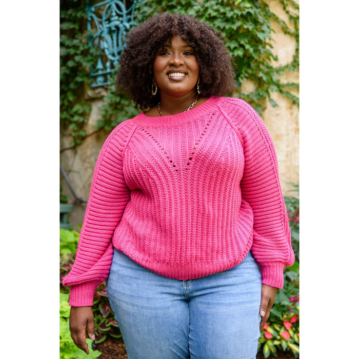 Claim The Stage Knit Sweater In Hot Pink